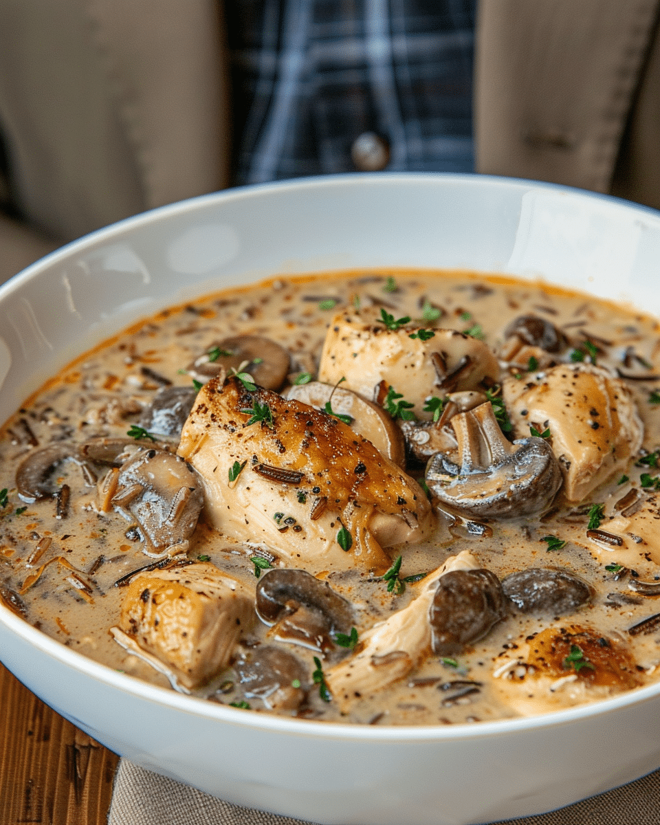 Creamy Mushroom Chicken and Wild Rice Soup