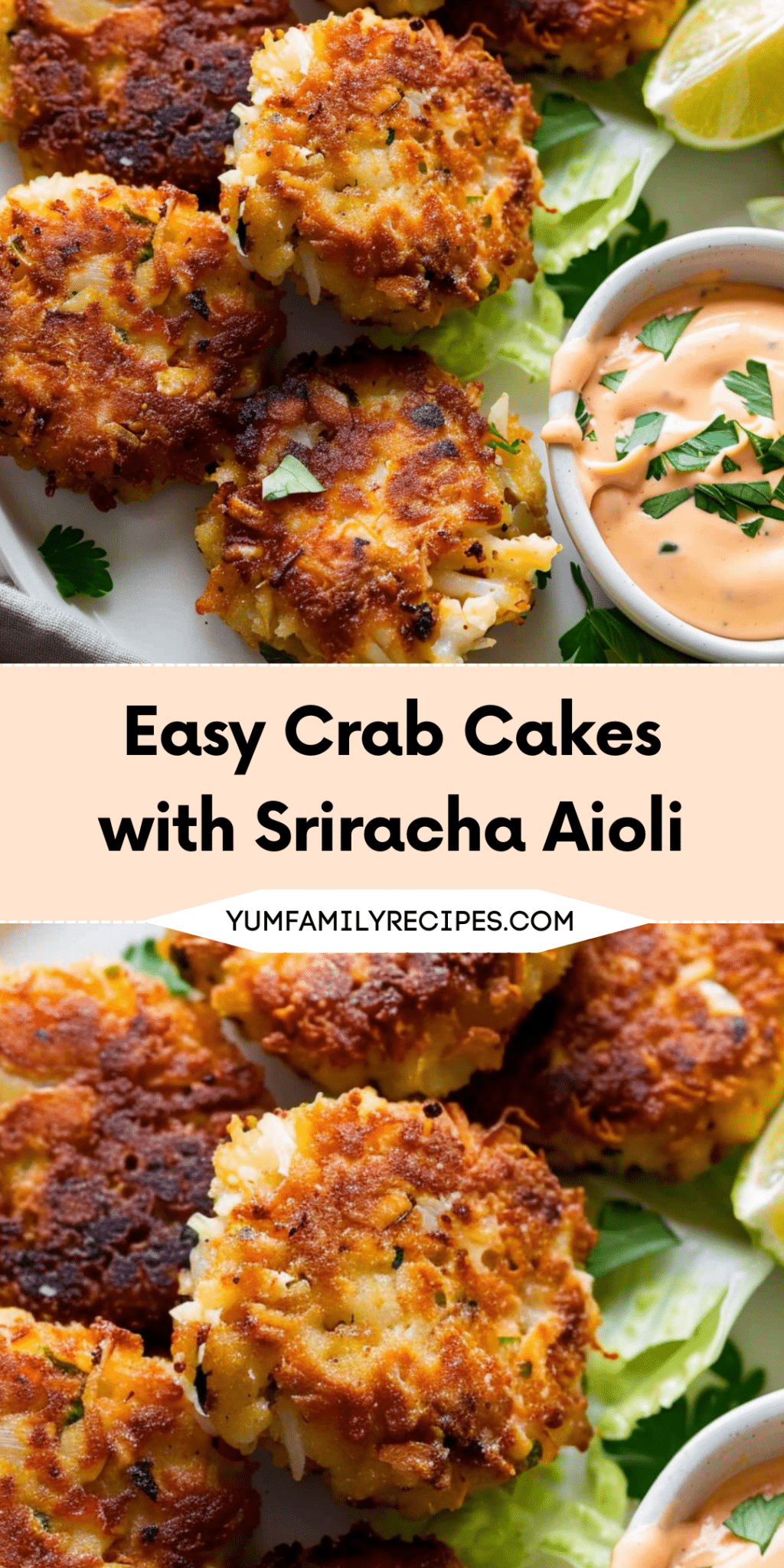 Easy Crab Cakes with Sriracha Aioli | Yum Family Recipes