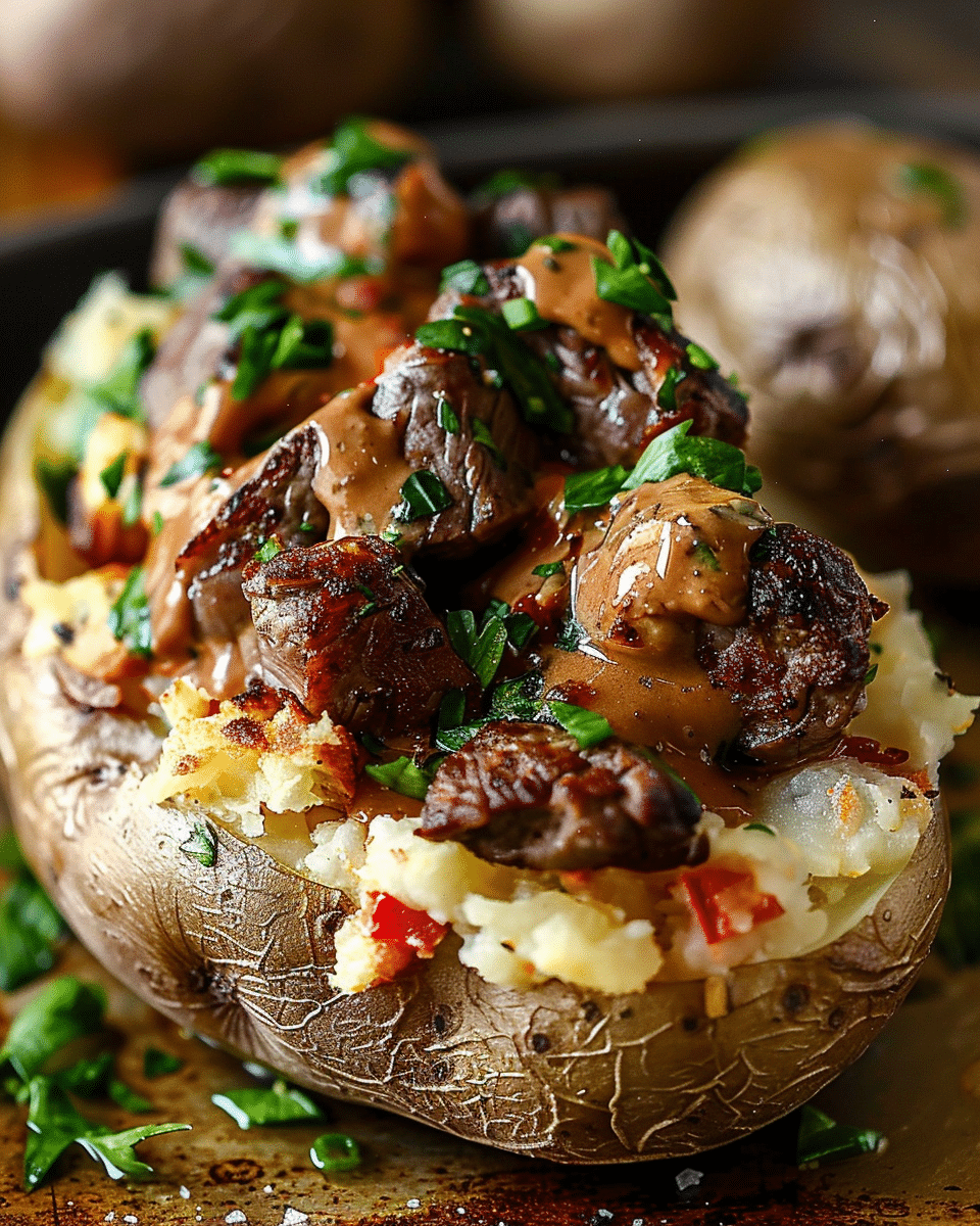 Loaded Baked Potato with Steak Bites