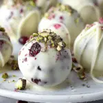 Cranberry Pistachio White Chocolate Truffles