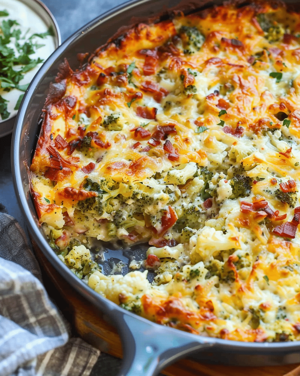 Loaded Cauliflower Broccoli Casserole