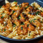 Garlic Butter Chicken Bites with Savory Creamy Parmesan Pasta