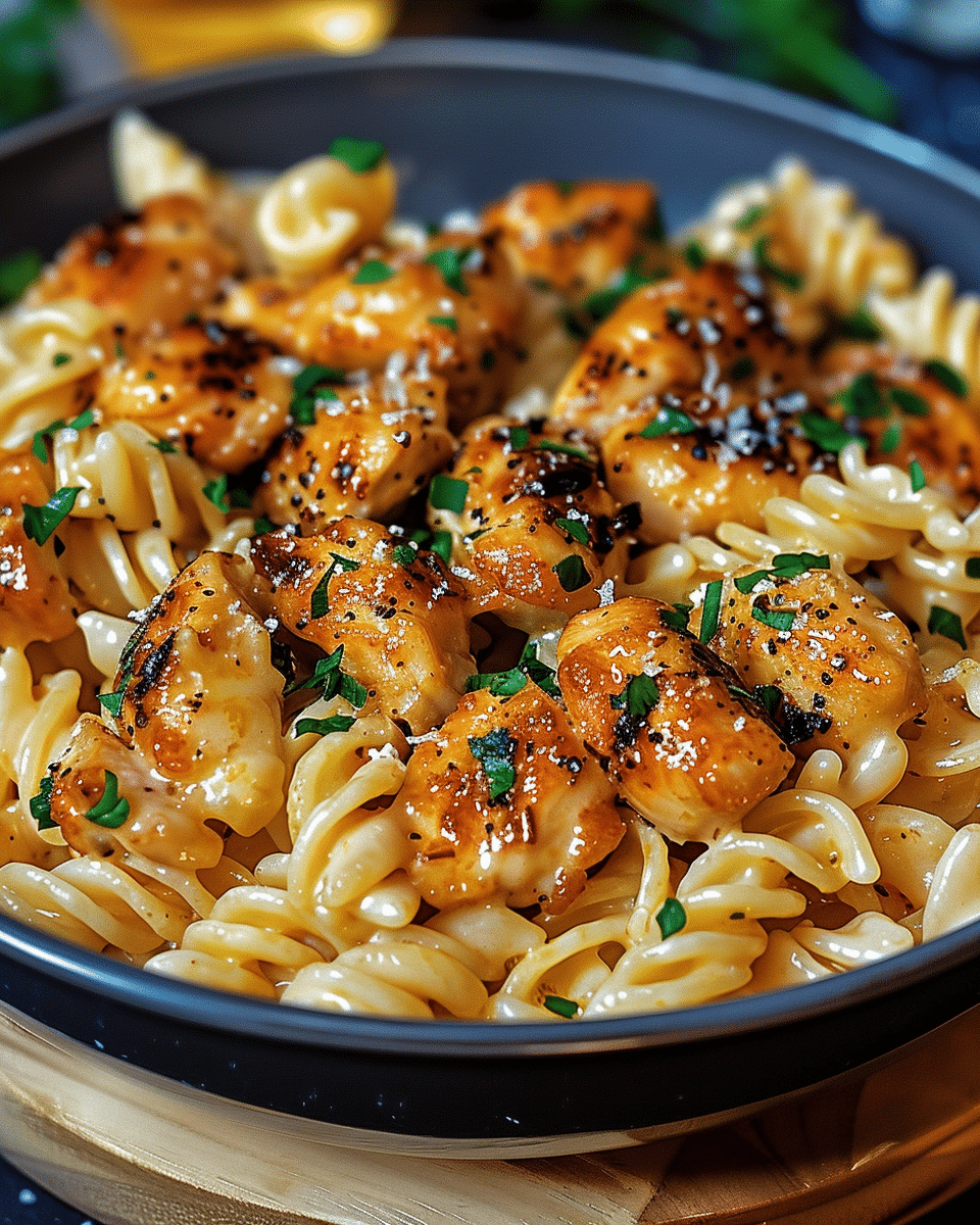 Garlic Butter Chicken Bites with Savory Creamy Parmesan Pasta