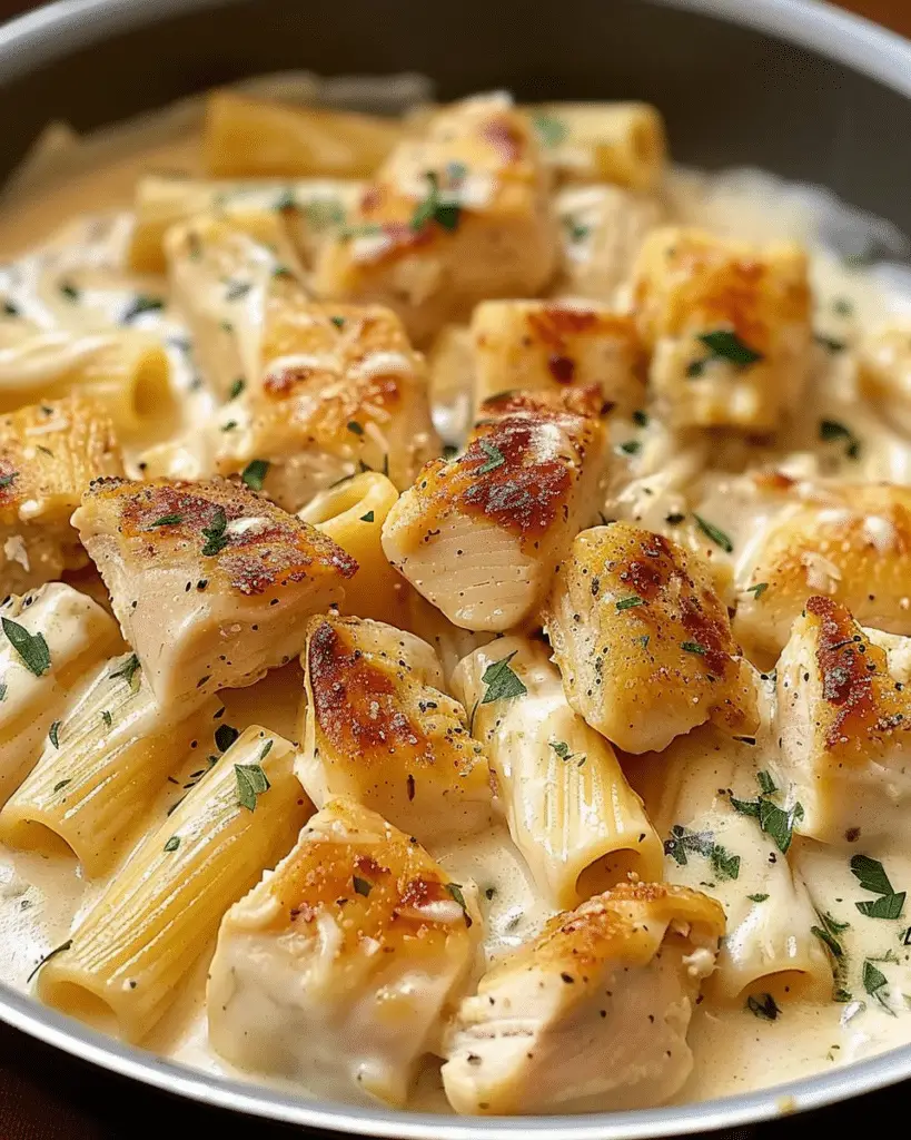 Creamy Garlic Butter Chicken and Rigatoni in Parmesan Sauce | Yum ...