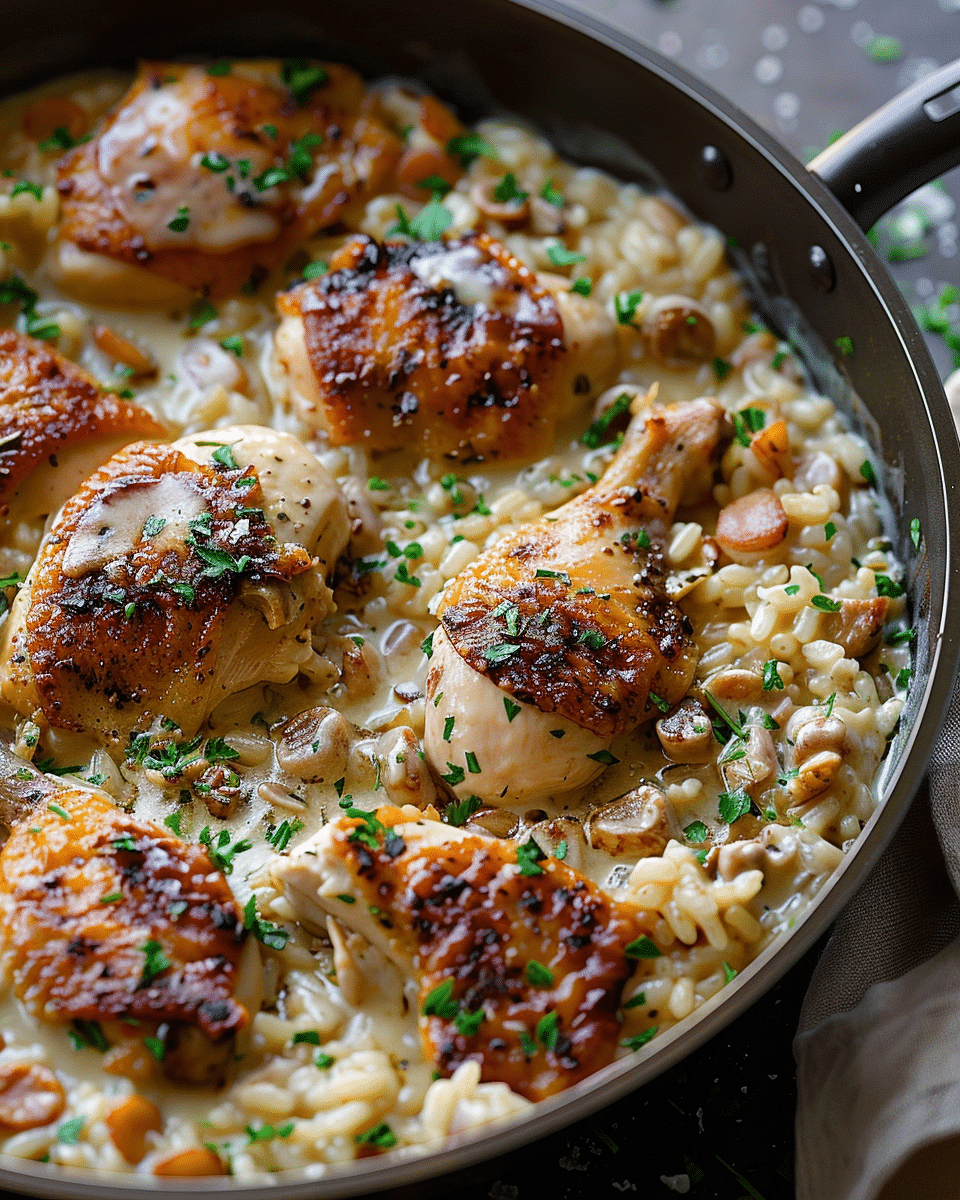 One-Pan Creamy Parmesan Chicken and Rice