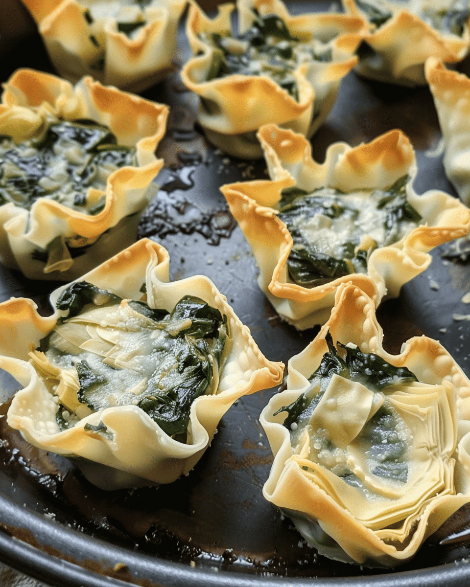 Spinach and Artichoke Wonton Cups