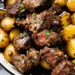 Slow Cooker Garlic Butter Beef Bites & Potatoes