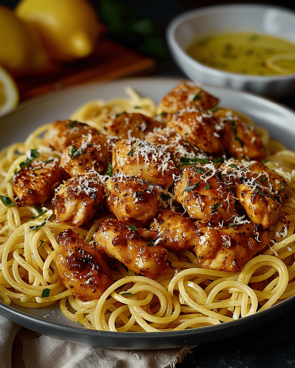 Garlic Butter Chicken with Lemon Parmesan Pasta