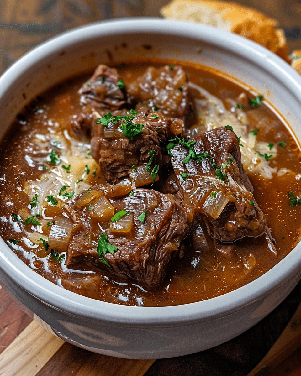 French Onion Beef Short Rib Soup