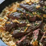 Steak, Cheese, and Rice Skillet
