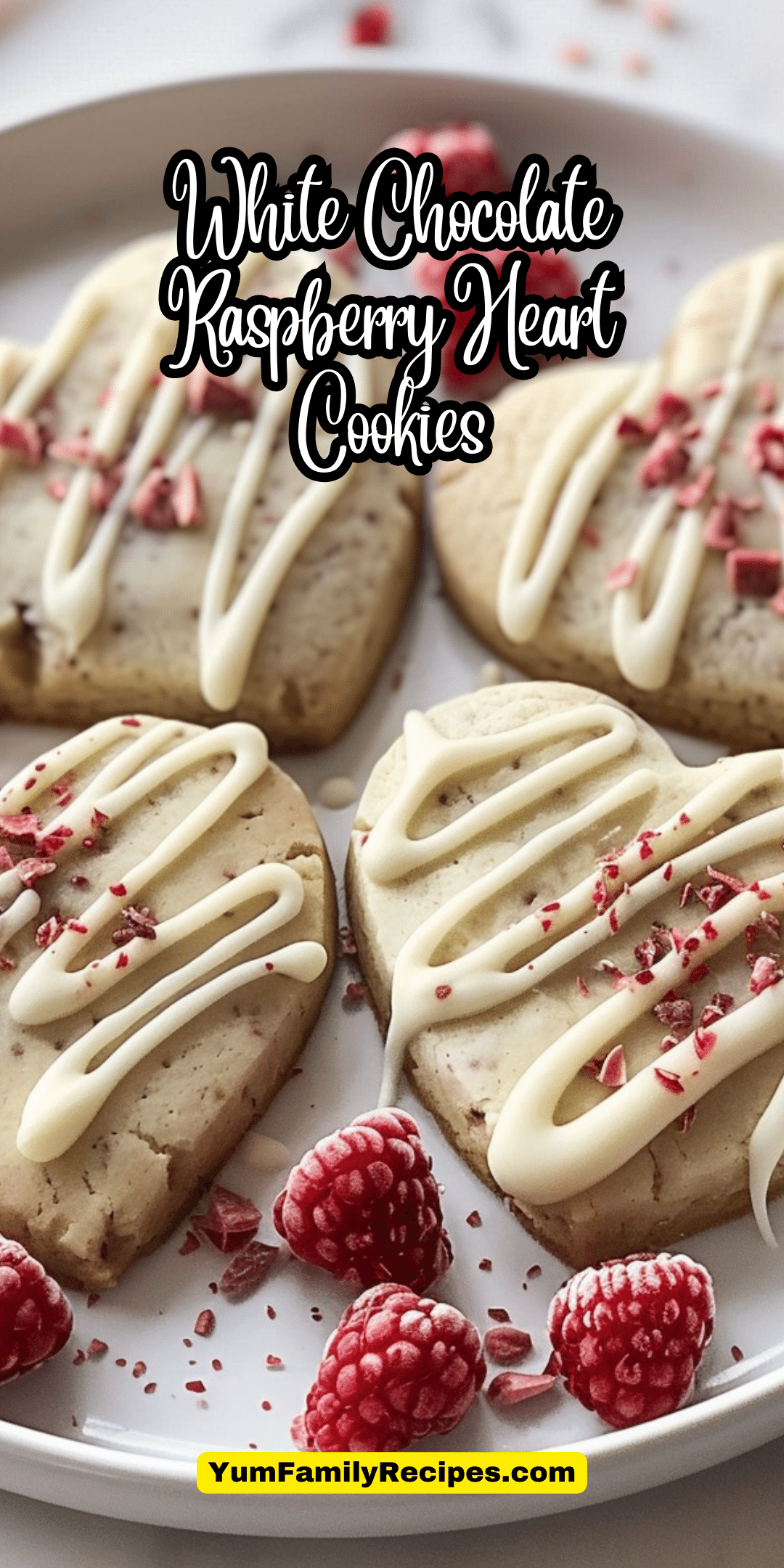 White Chocolate Raspberry Heart Cookies | Yum Family Recipes