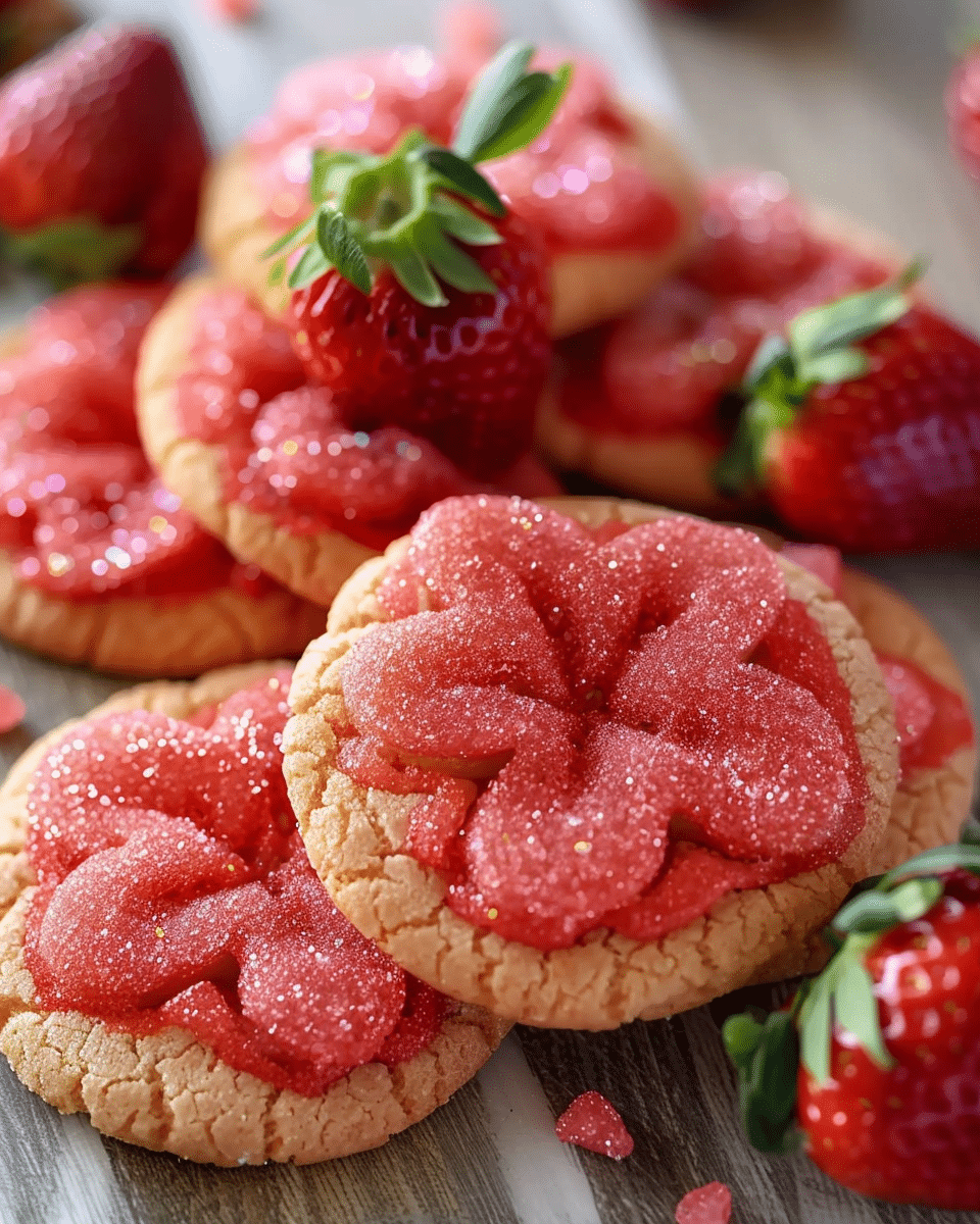 Strawberry Sugar Cookies with Sparkling Strawberry Sugar
