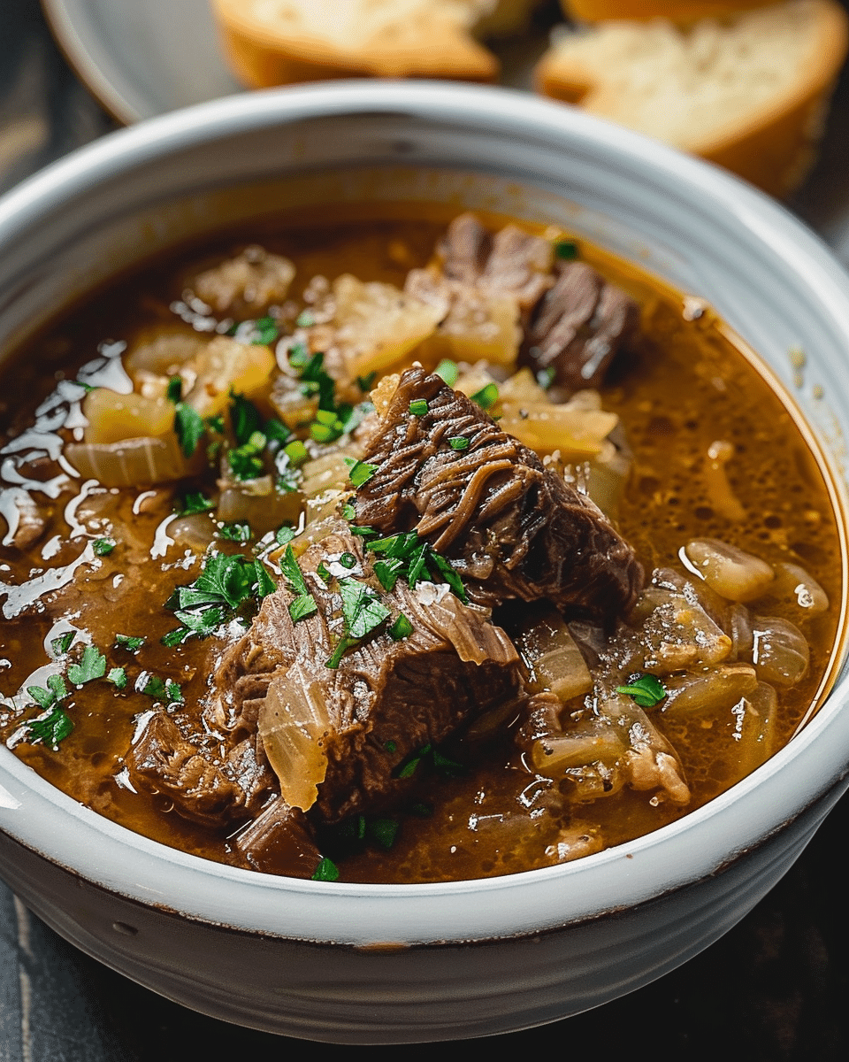French Onion Beef Short Rib Soup