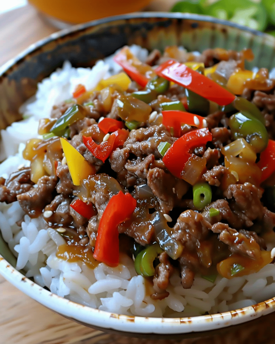 Beef and Pepper Rice Bowls