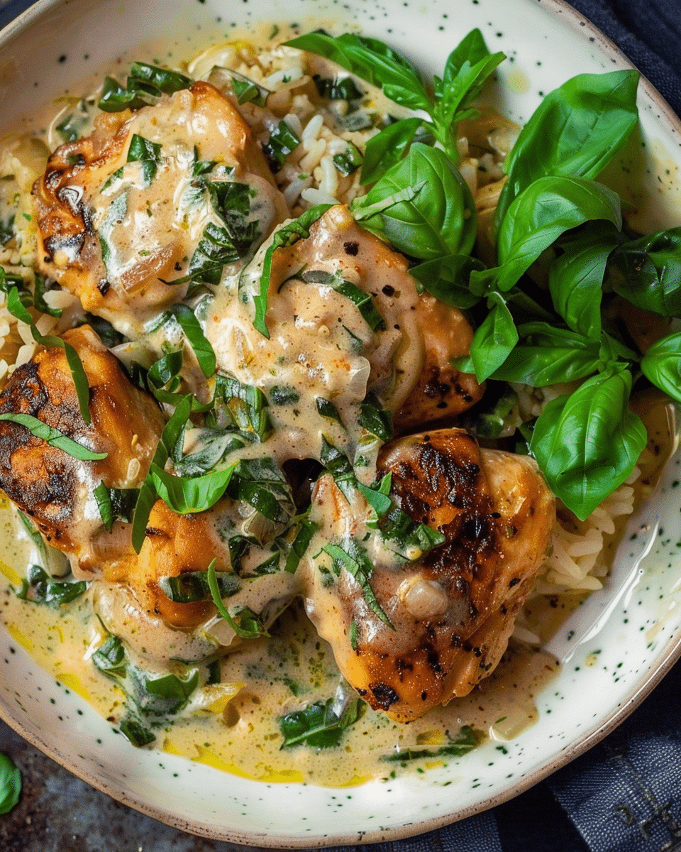 Basil Chicken in Coconut Curry Sauce
