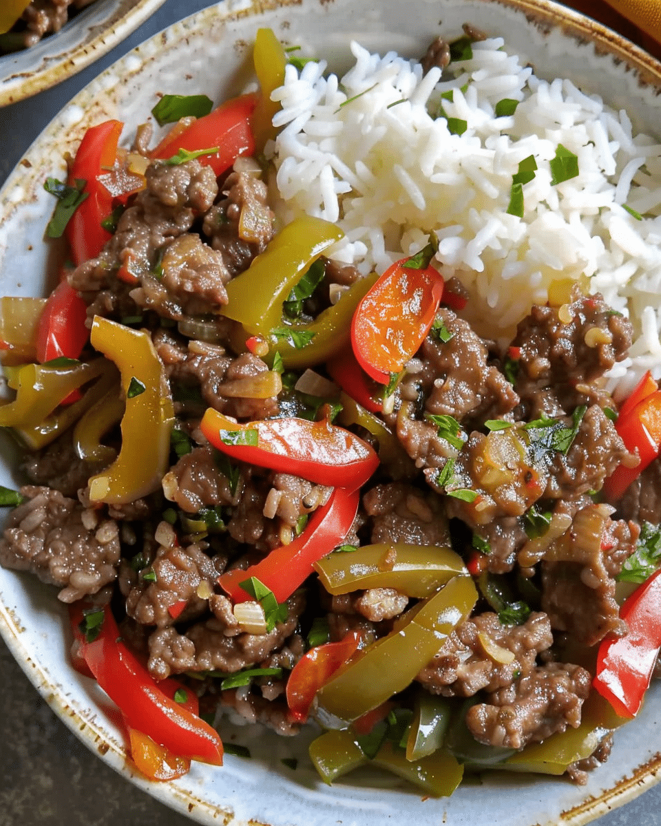 Beef and Pepper Rice Bowls