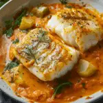 Cod in Roasted Red Pepper Sauce