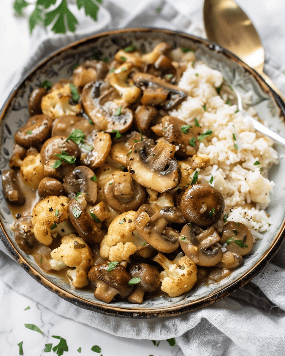 Garlic Mushrooms Cauliflower Skillet