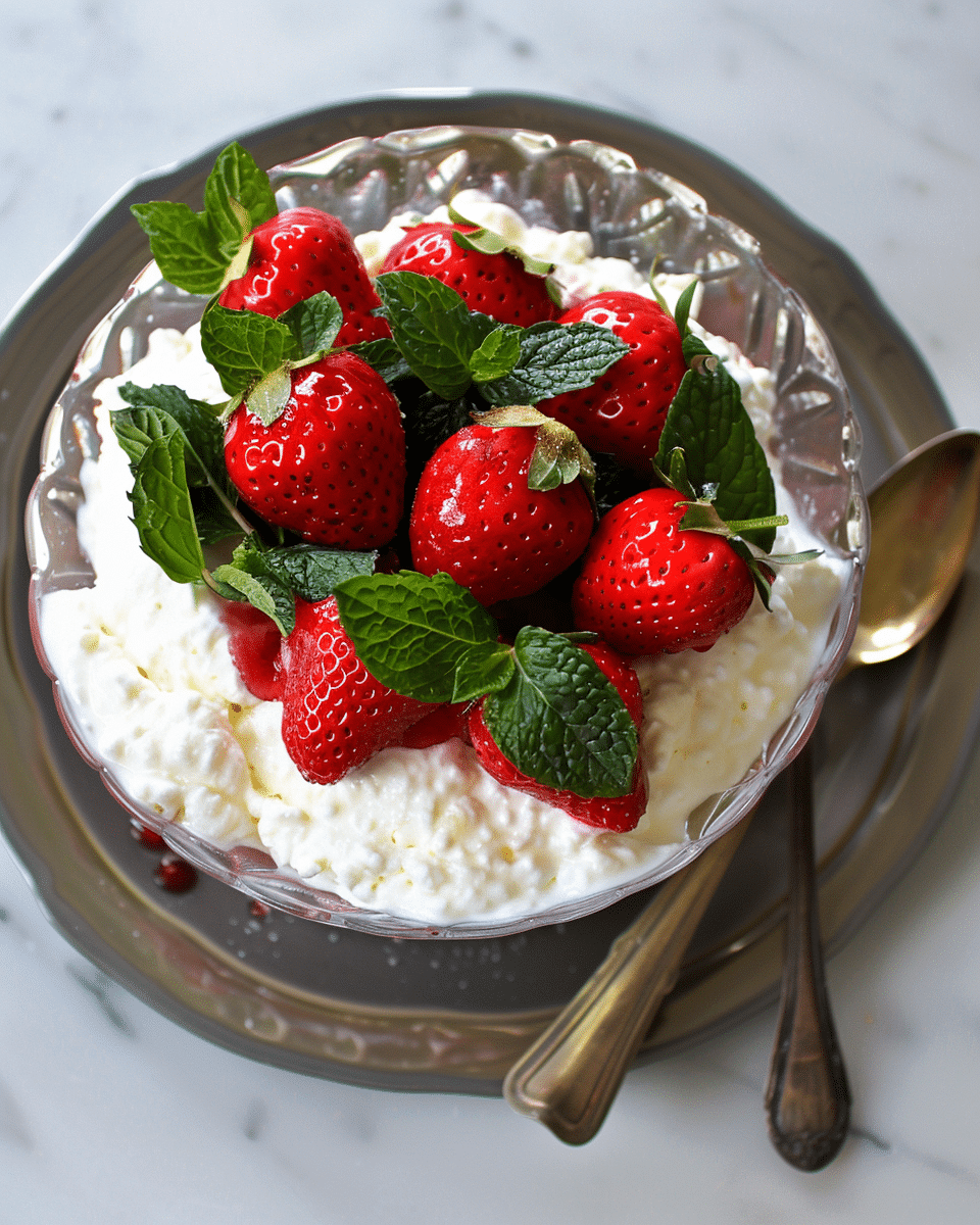 Strawberries With Mint-Infused Cream