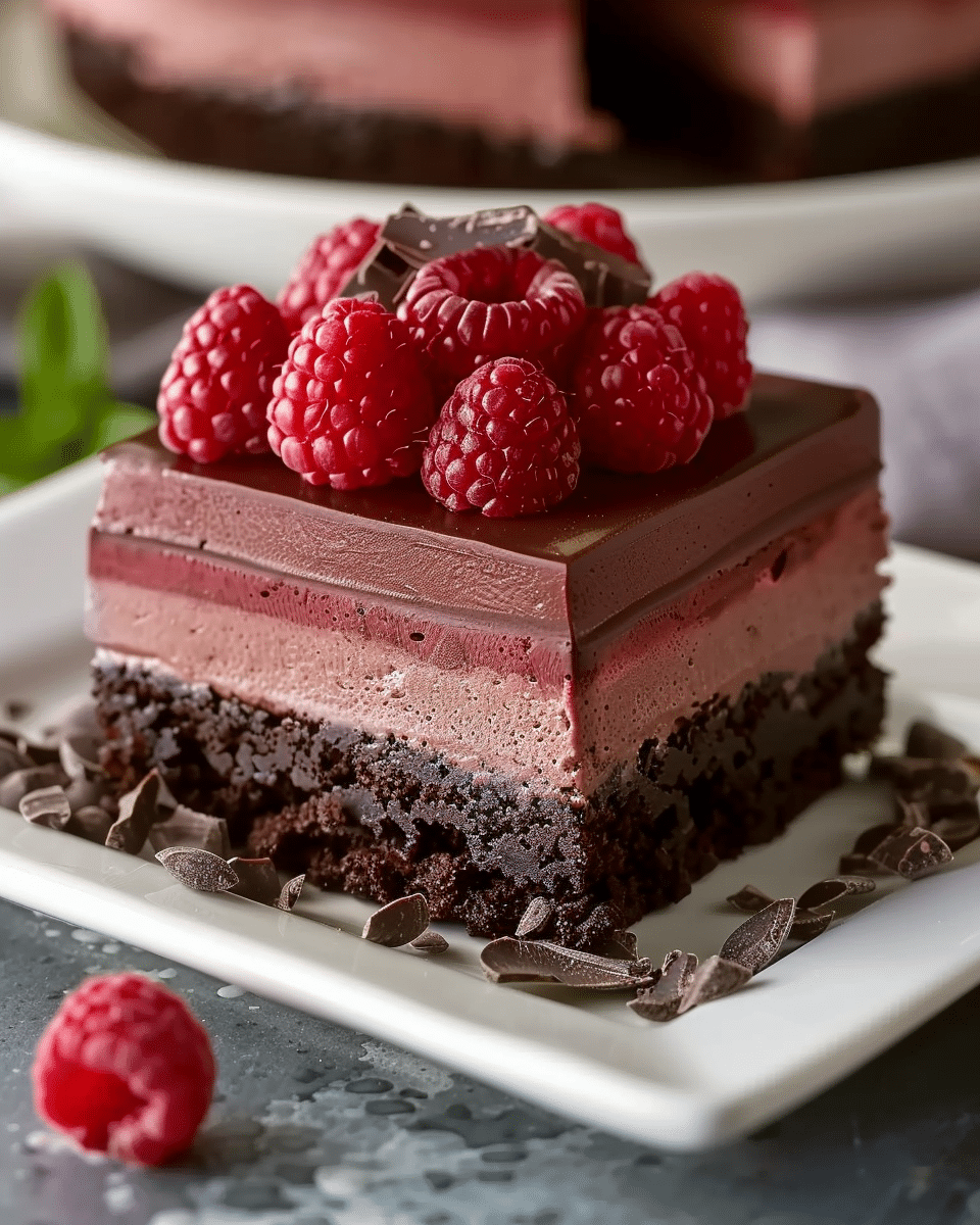 Heavenly Raspberry Chocolate Mousse Cake