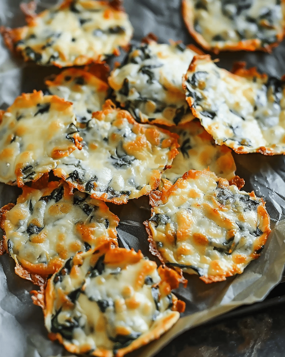 Spinach Dip Cheese Crisps