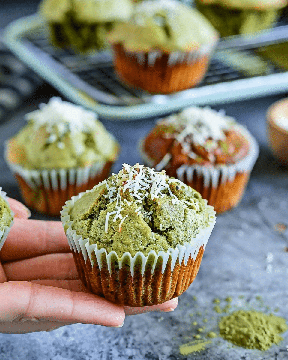 Matcha Banana Coconut Muffins