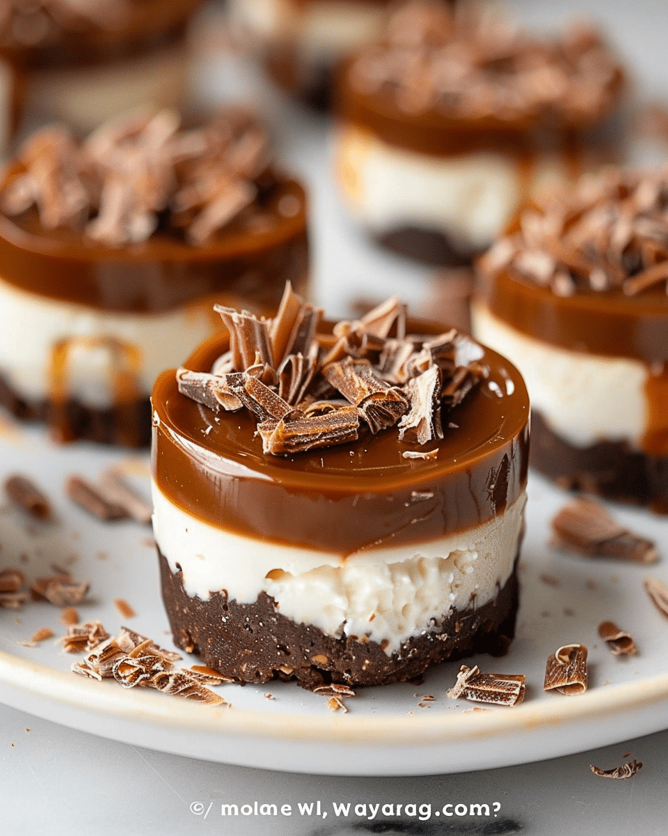 No Bake Chocolate Caramel Cheesecake Bites