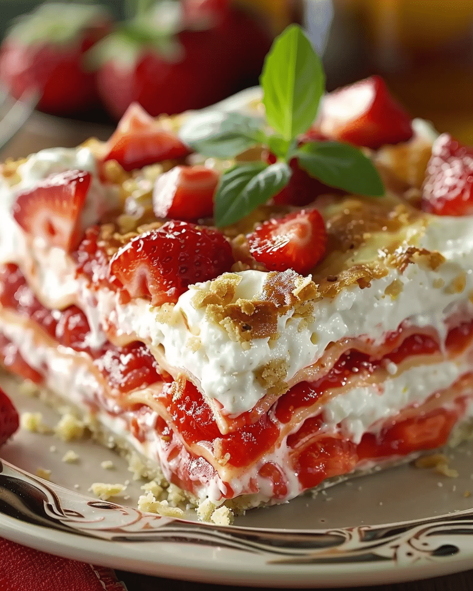No-Bake Strawberry Cheesecake Lasagna