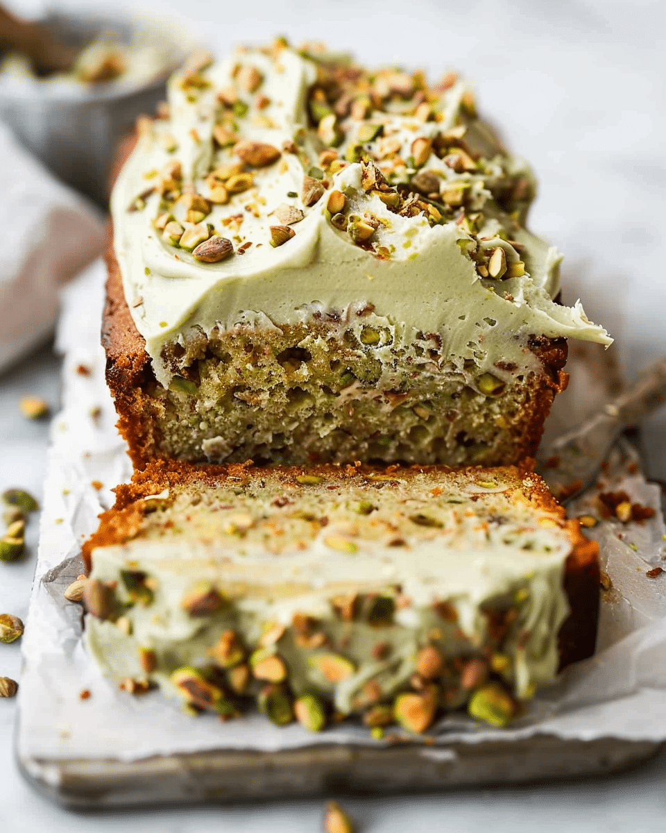 Vanilla Pistachio Loaf with Pistachio Frosting