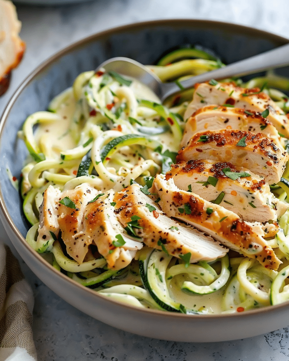 Zucchini Noodle Chicken Alfredo
