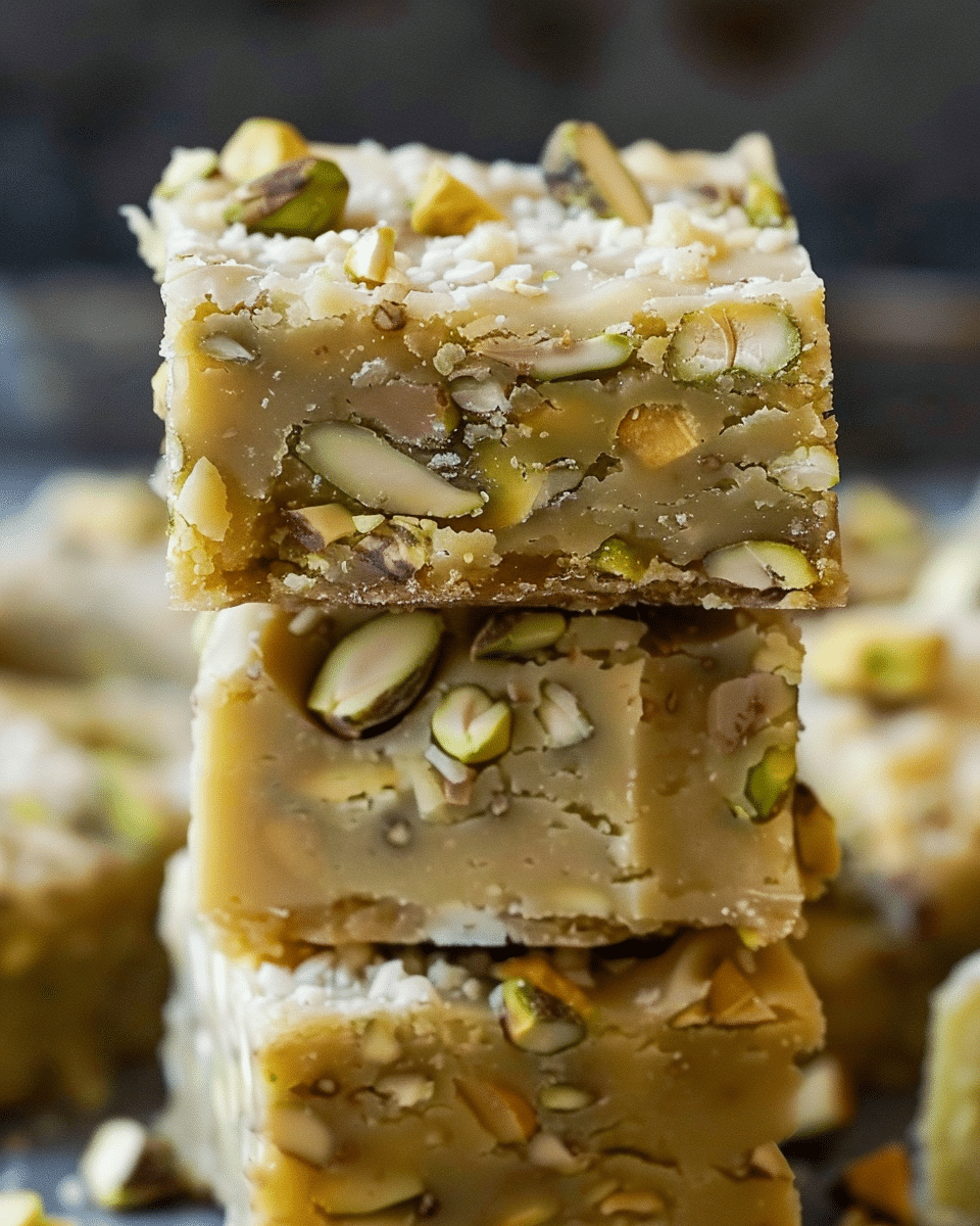 White Chocolate and Pistachio Blondies