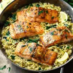 One Skillet Salmon with Lemon Orzo