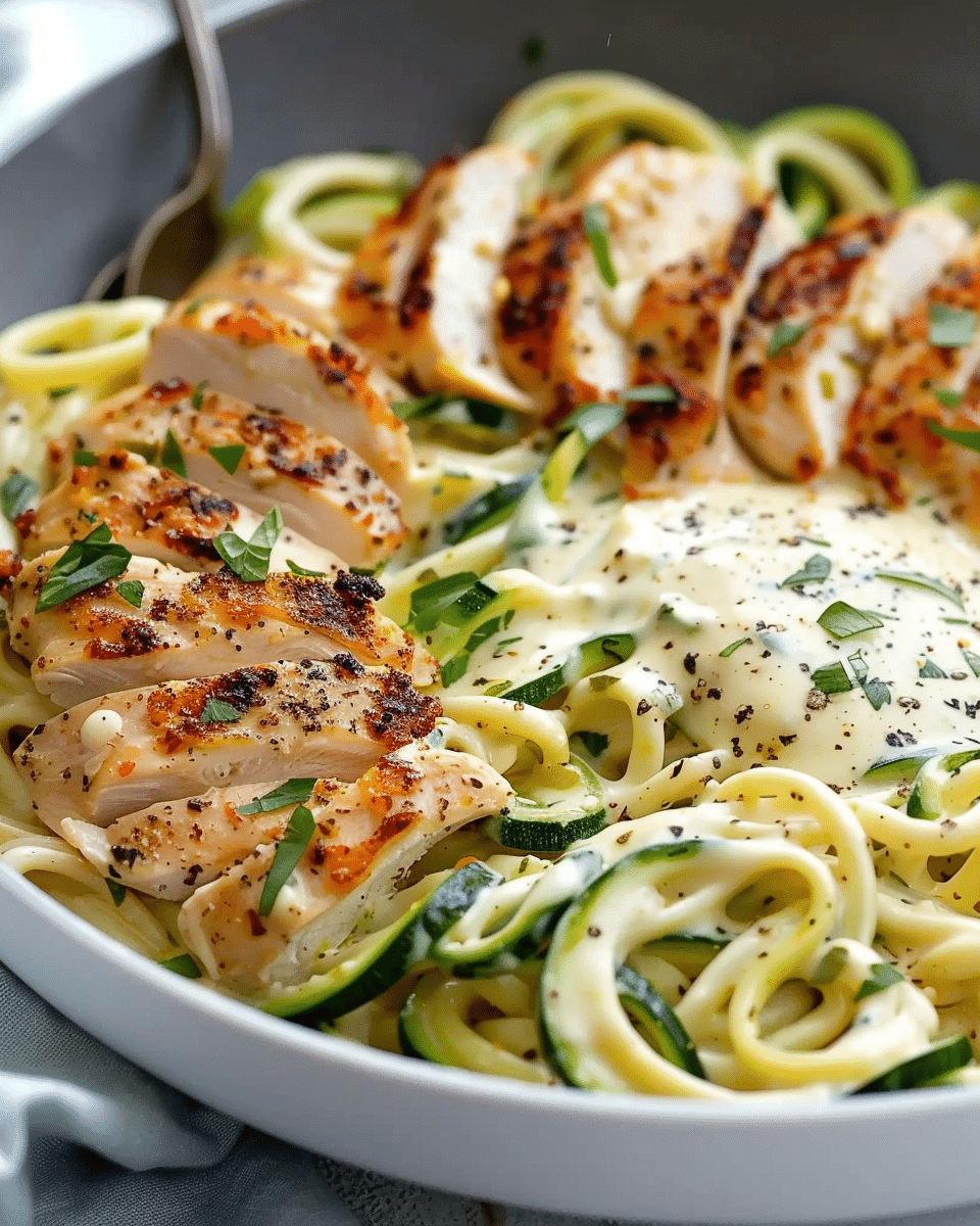 Zucchini Noodle Chicken Alfredo