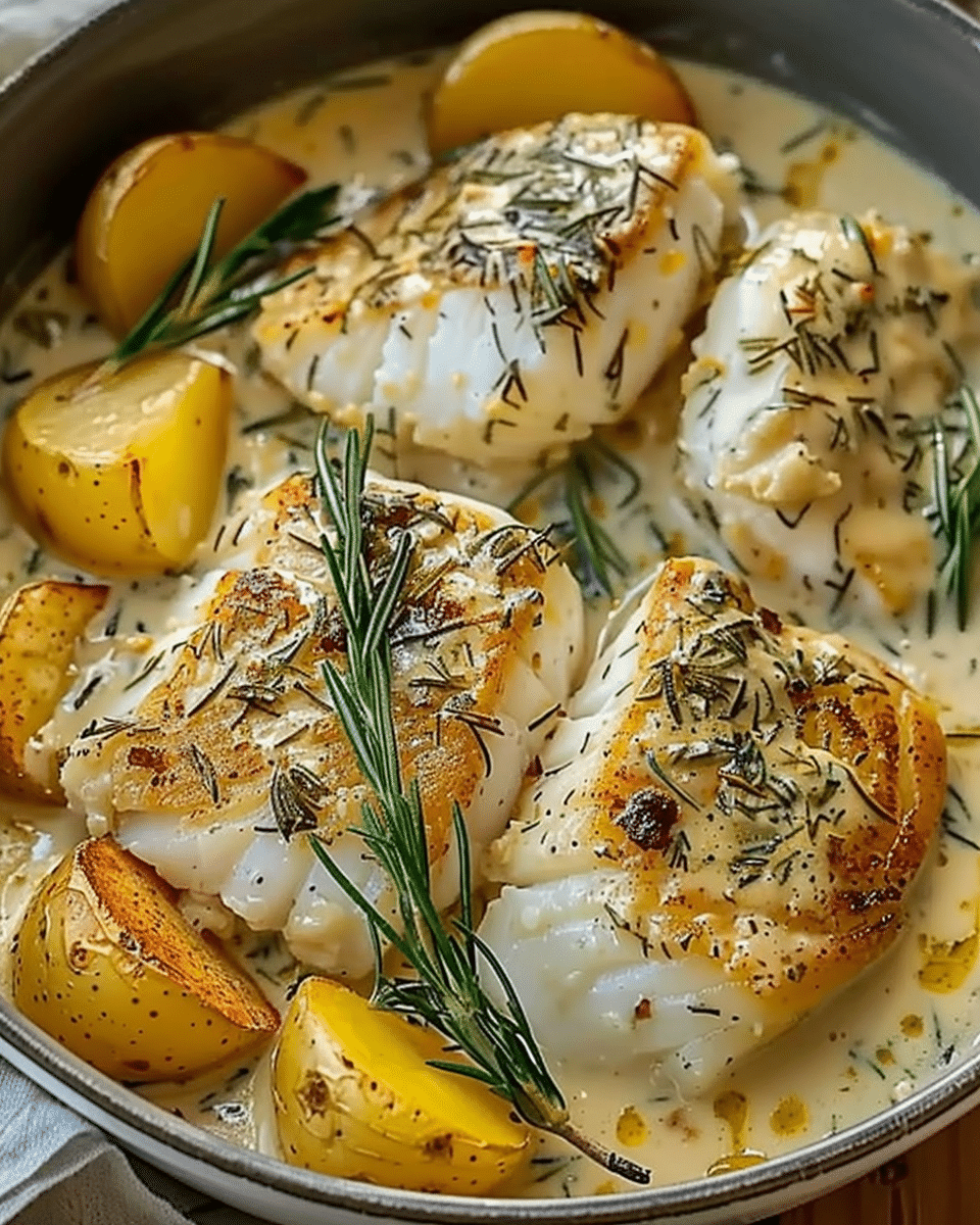 Cod and Potatoes in Rosemary Cream Sauce