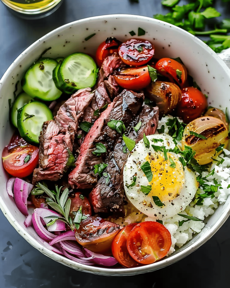 Quick & Easy Mediterranean Steak Bowl Recipe