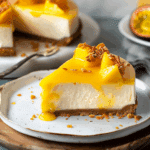 Mango Coconut Cheesecake Recipe with Passion Fruit Glaze