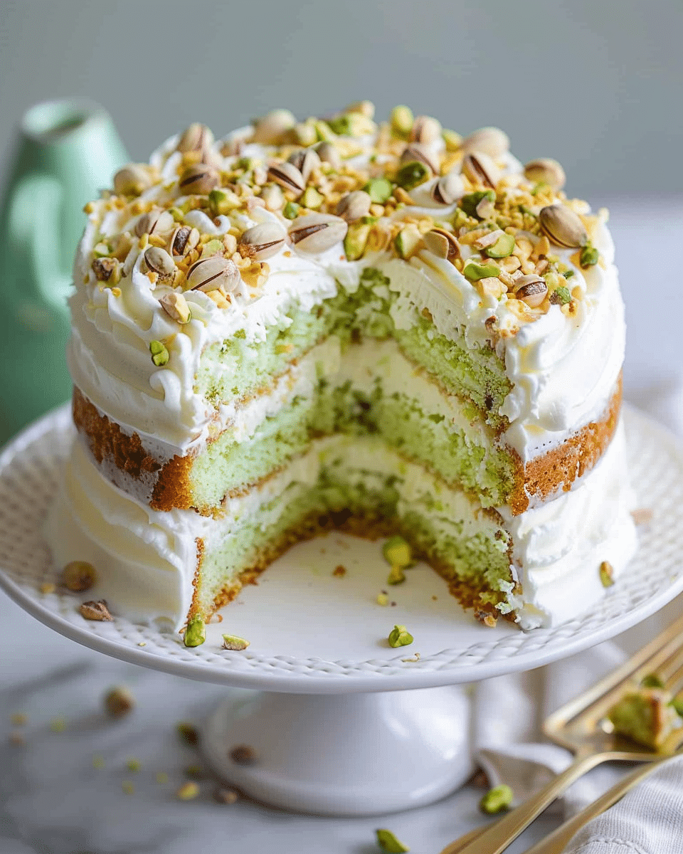 Coconut Pistachio Pudding Cake