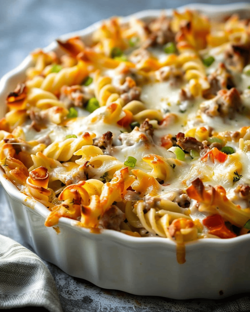 Philly Cheesesteak Pasta Bake