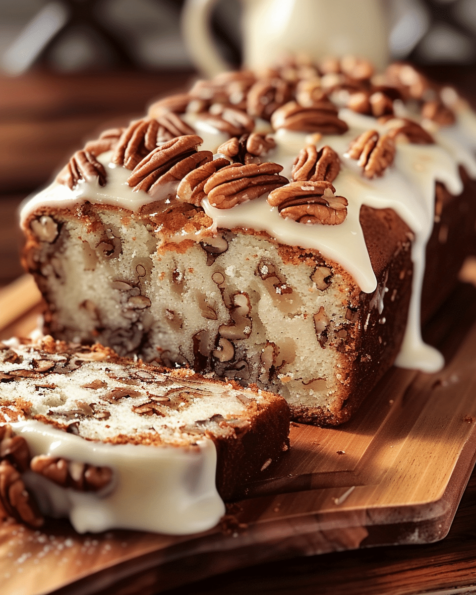 Butter Pecan Cake Loaf with Cream Cheese Icing!