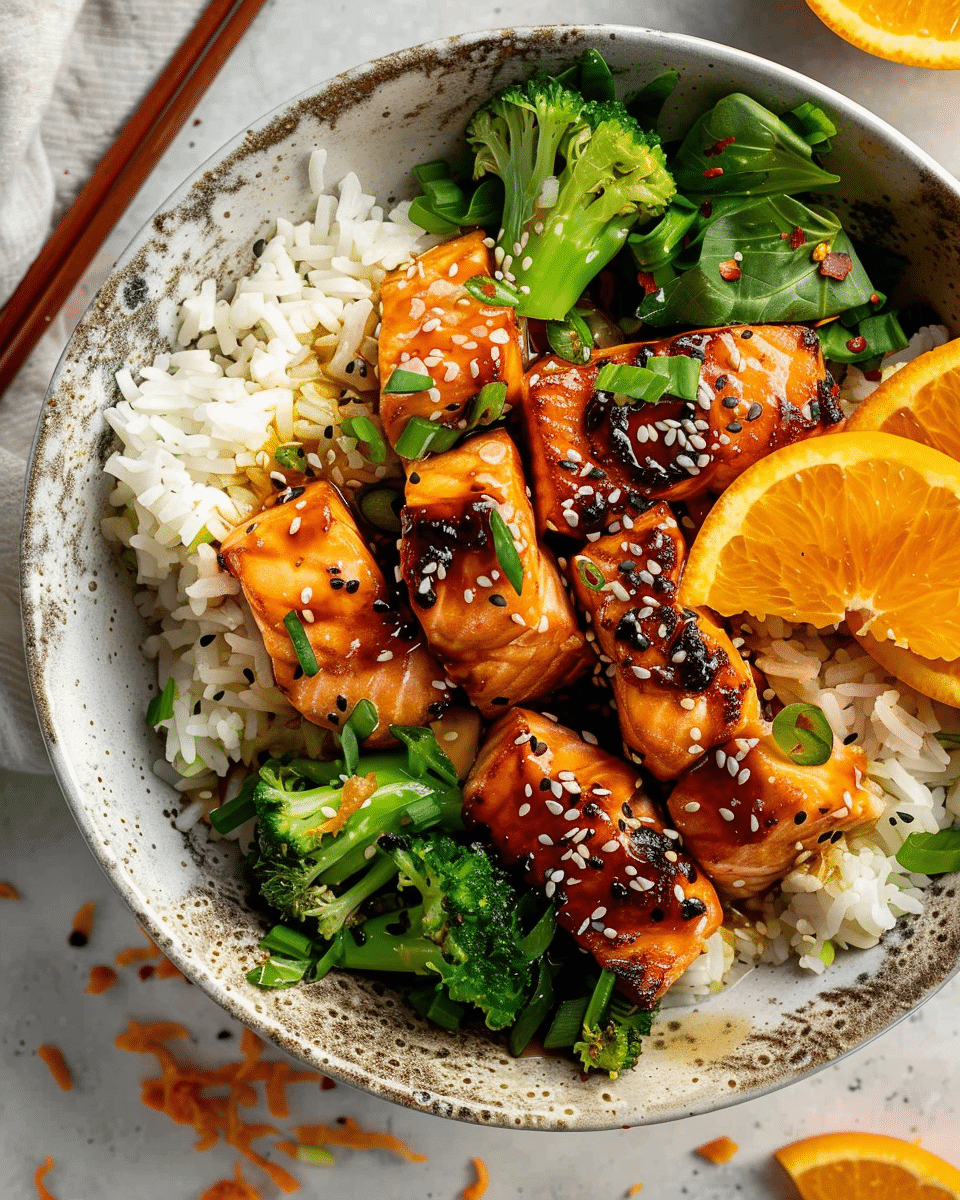 Crispy Orange Salmon Bowls