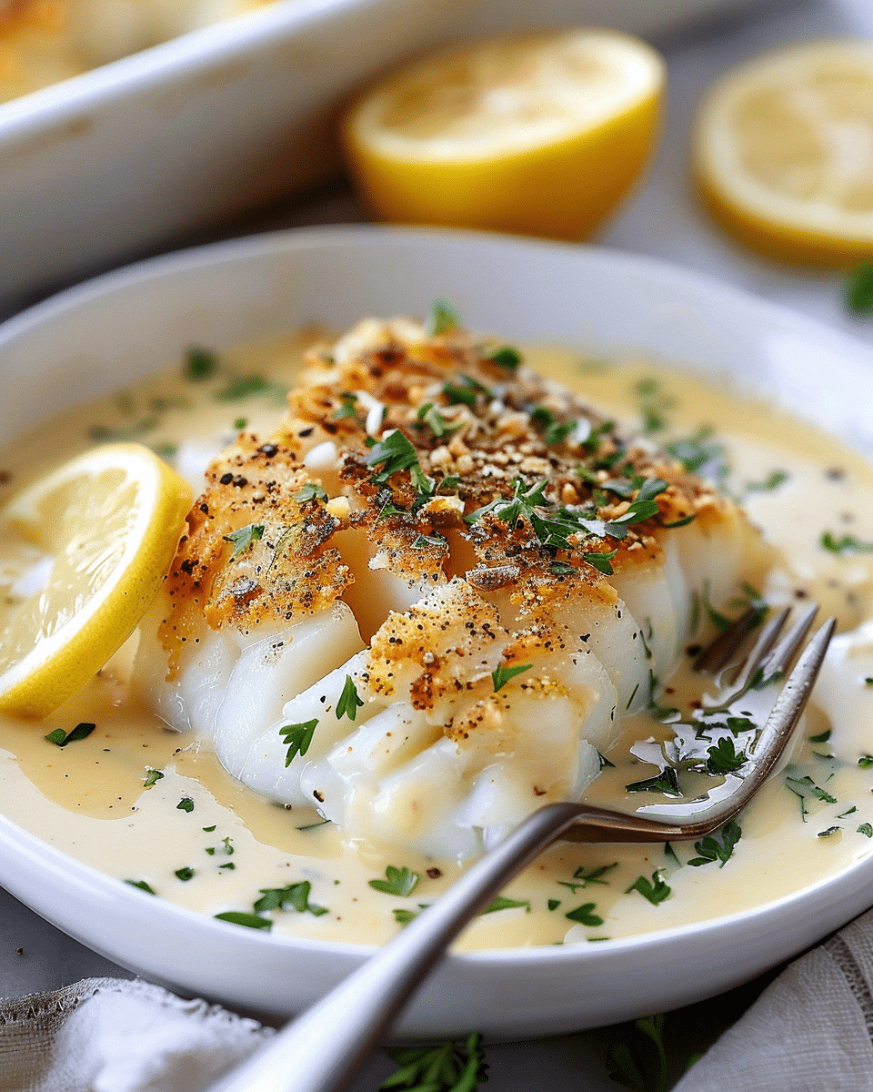 Tasty Baked Cod in Coconut Lemon Cream Sauce