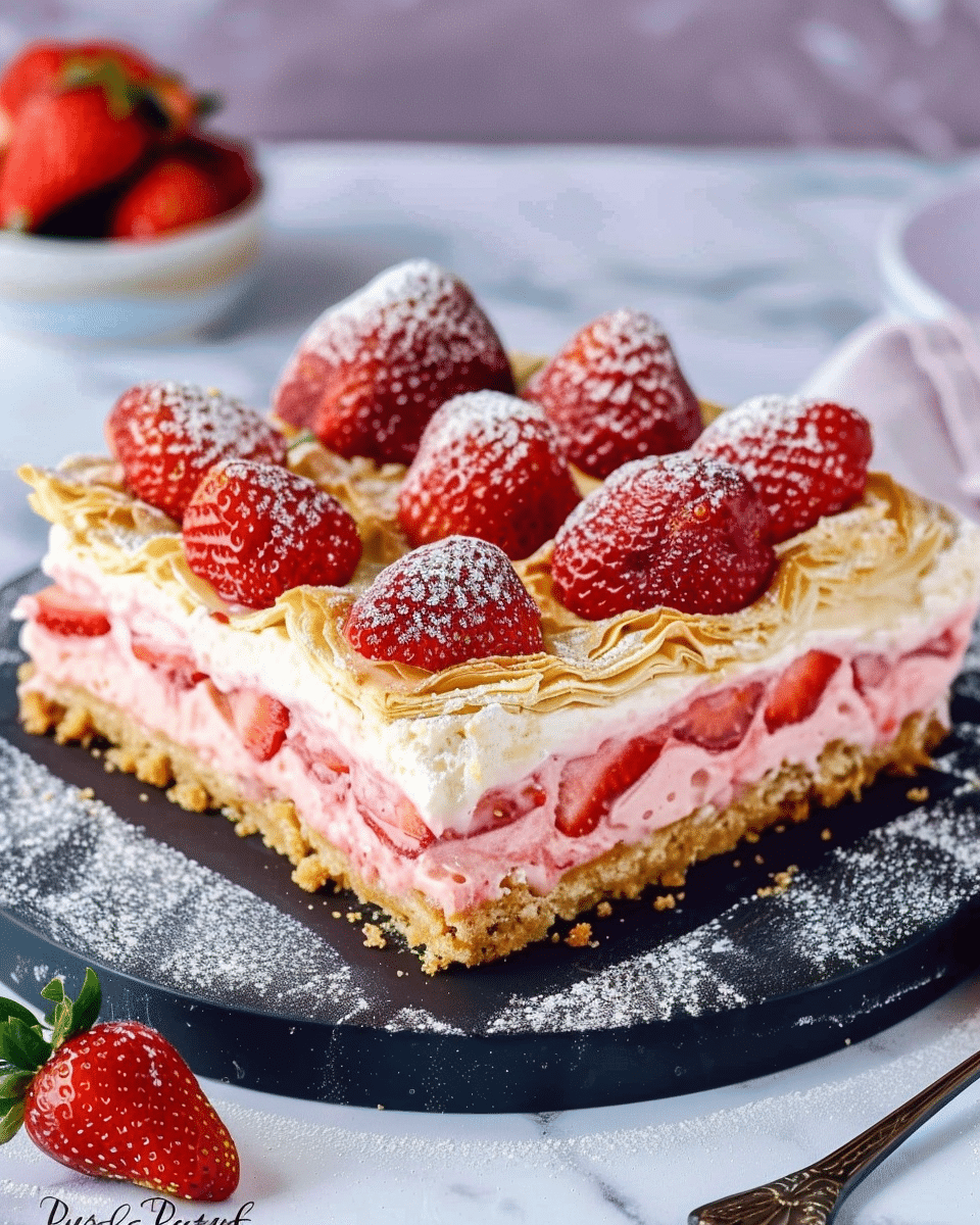 Puff Pastry Strawberry Cheesecake