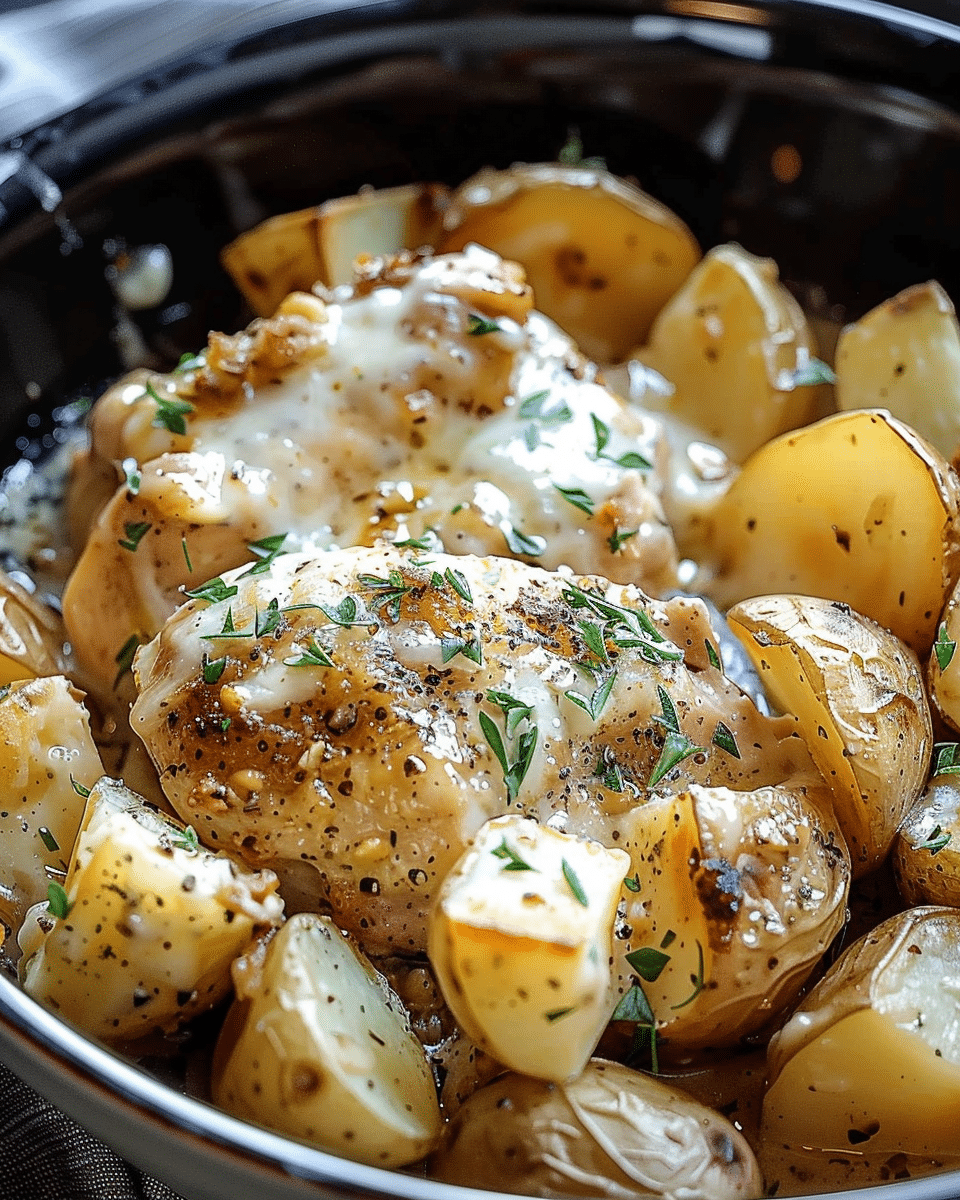 Slow Cooker Garlic Parmesan Chicken and Potatoes