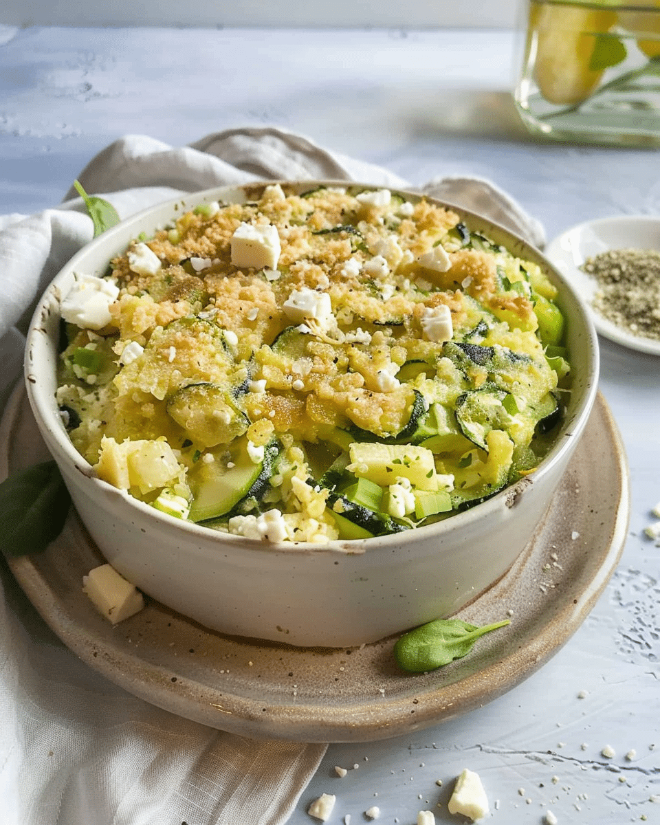 Baked Zucchini, Spinach, and Feta Casserole