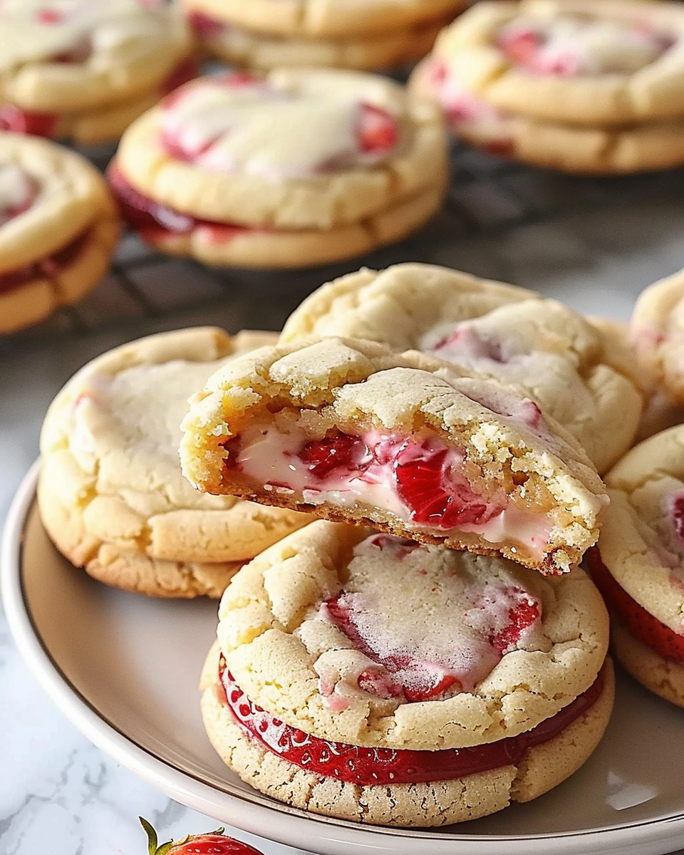 Strawberry Cheesecake Stuffed Cookies