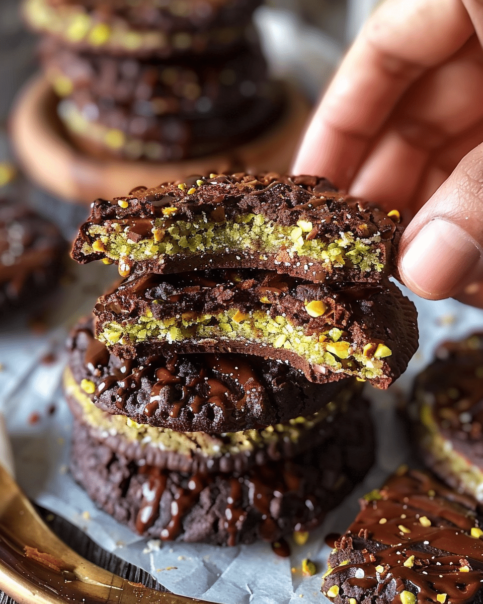 Chocolate Pistachio Kunafa Cookies