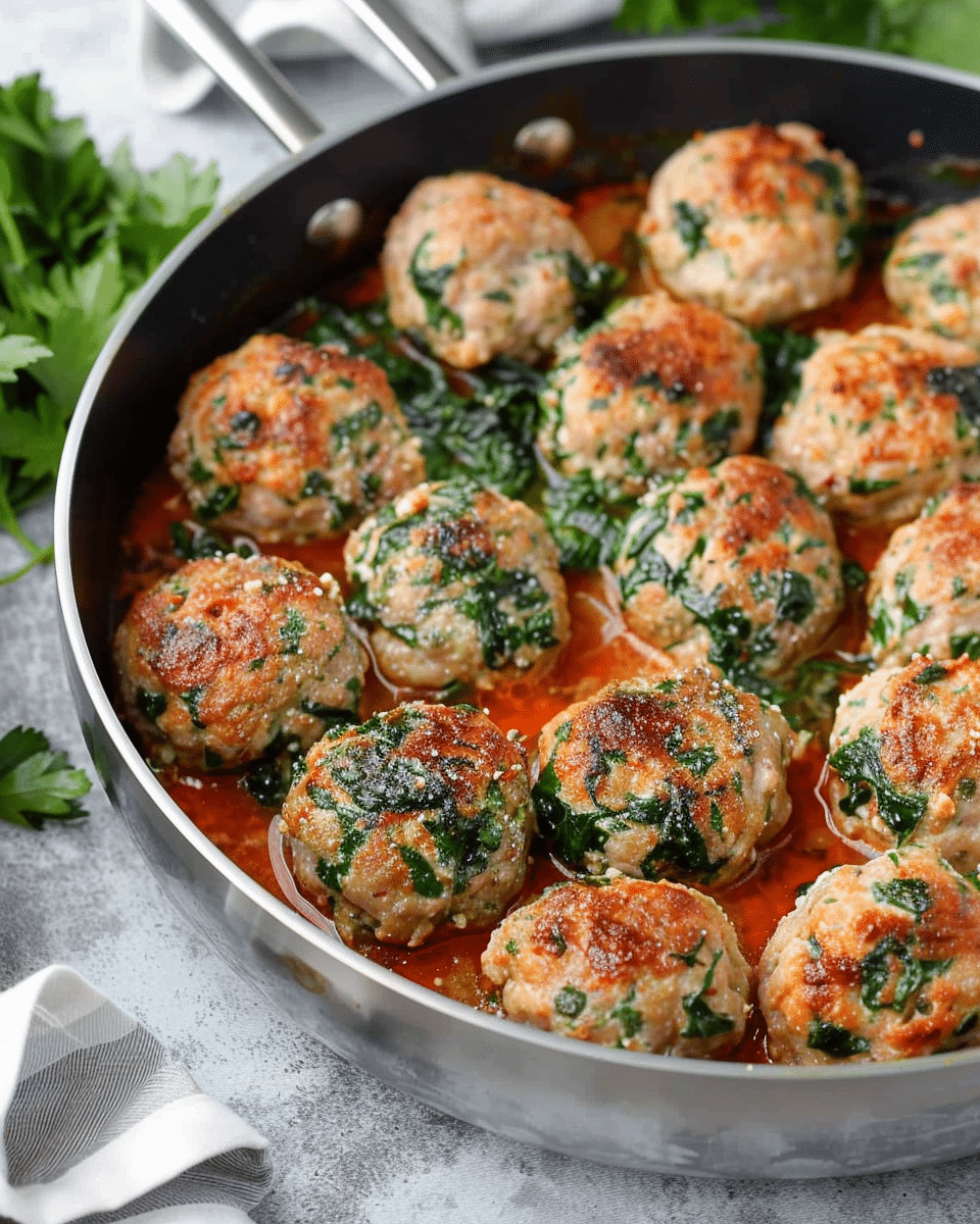 Spinach Feta Baked Turkey Meatballs