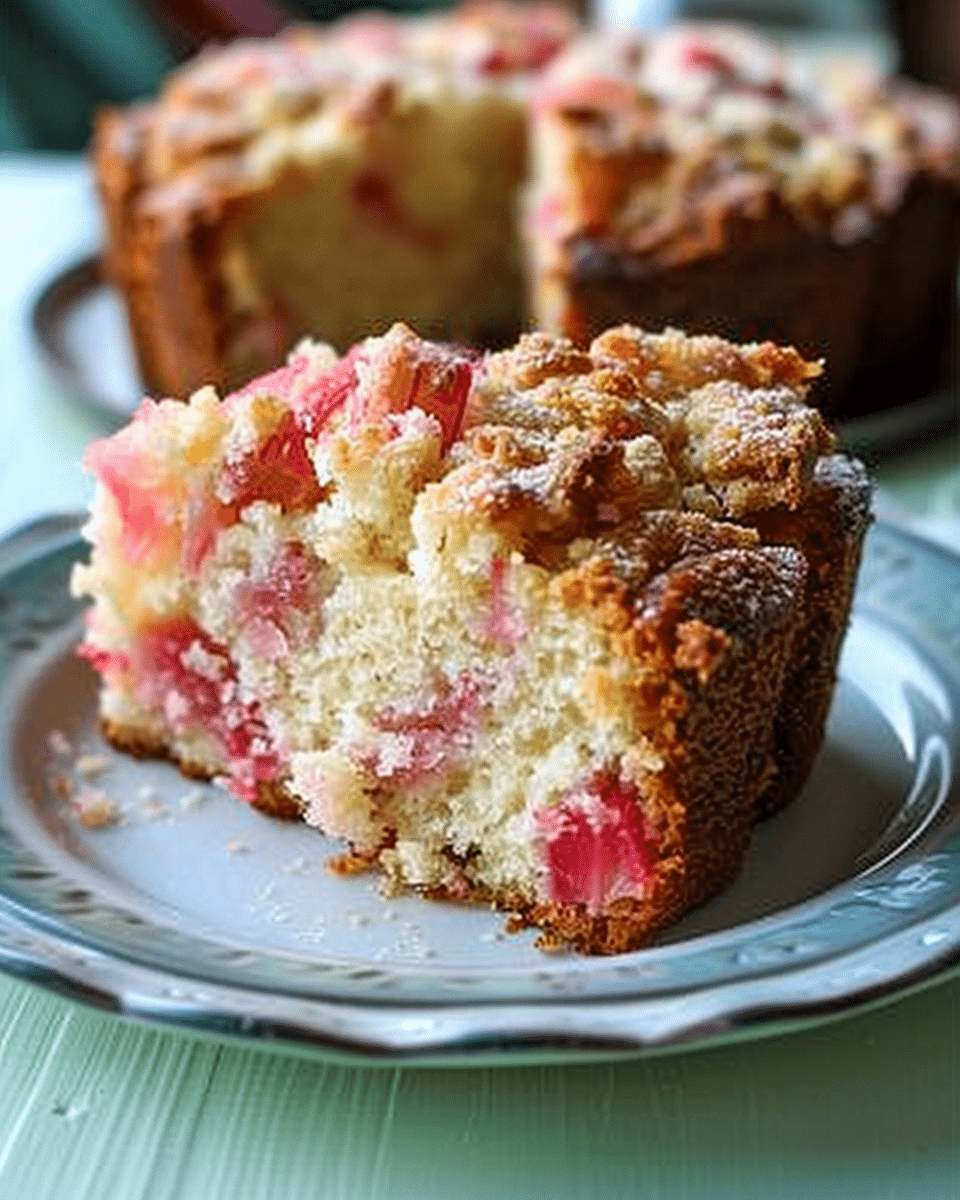 30-Minute Sour Cream Rhubarb Coffee Cake – Quick & Delicious!