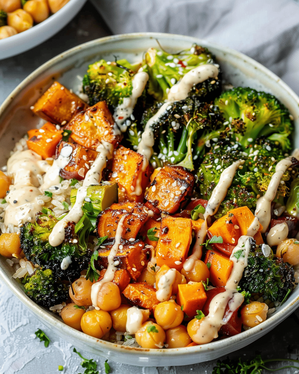 Roasted Veggie Chickpea Bowls Recipe
