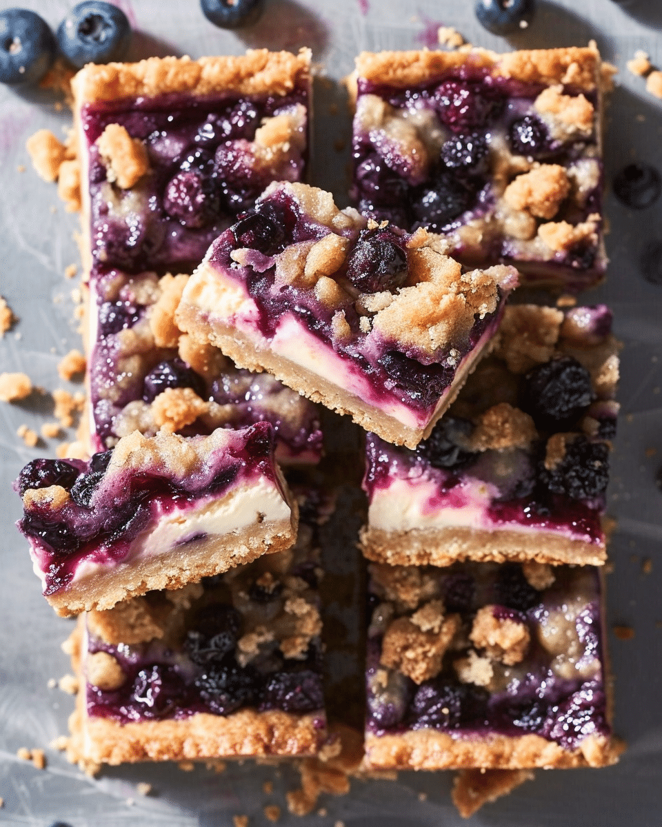 Blueberry Crisp Cheesecake Bars